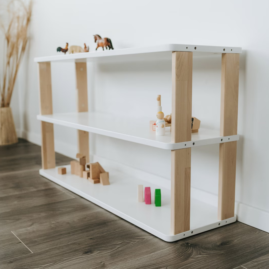 Créez votre propre meuble de rangement Montessori - Blanc et naturel
