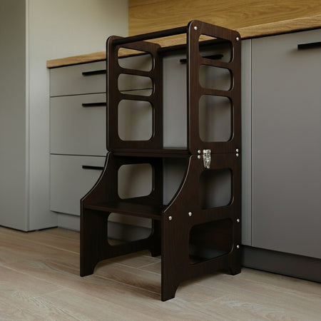 Tour d'apprentissage et table de jeu 2 en 1 : finition bois