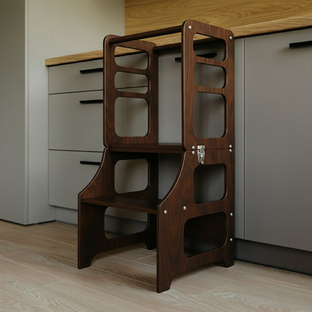 Tour d'apprentissage et chaise haute 3 en 1 : finition bois