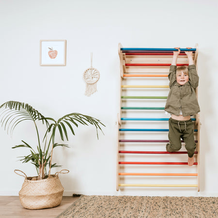 Grimpeur 2-en-1 : Triangle de Pikler et échelle suédoise