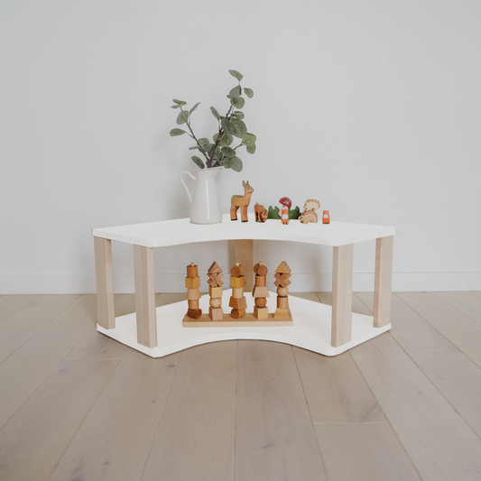 Étagères d'angle : Deux étagères blanches